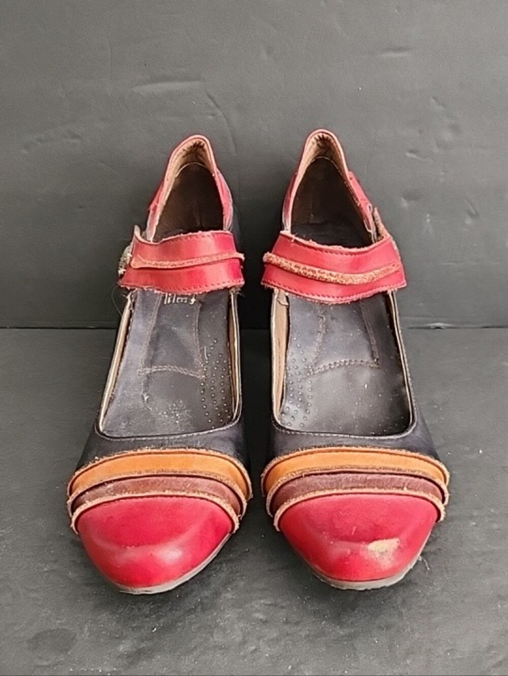 L'Artiste by Spring Step 42 Womens Pumps Red Black Tan Leather Size 10.5-11